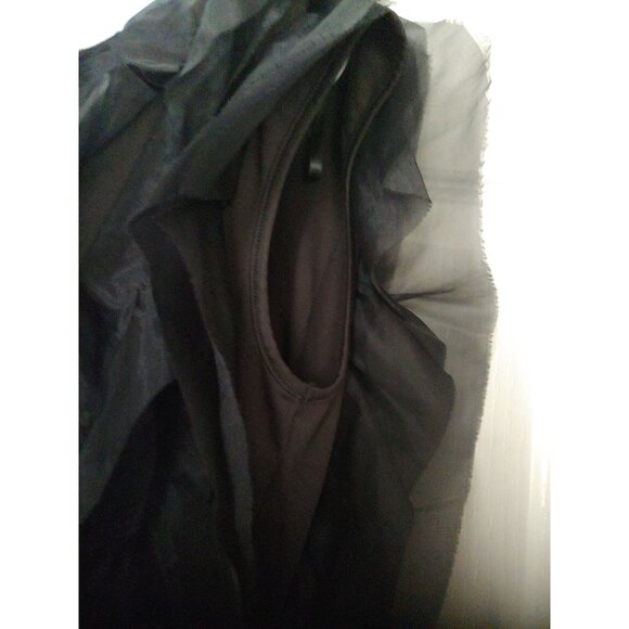 Black Wavy Ruffle Flounce Goth Witchy Mesh Edgy Crop Trendy Rocker Top L Julia - Picture 7 of 11